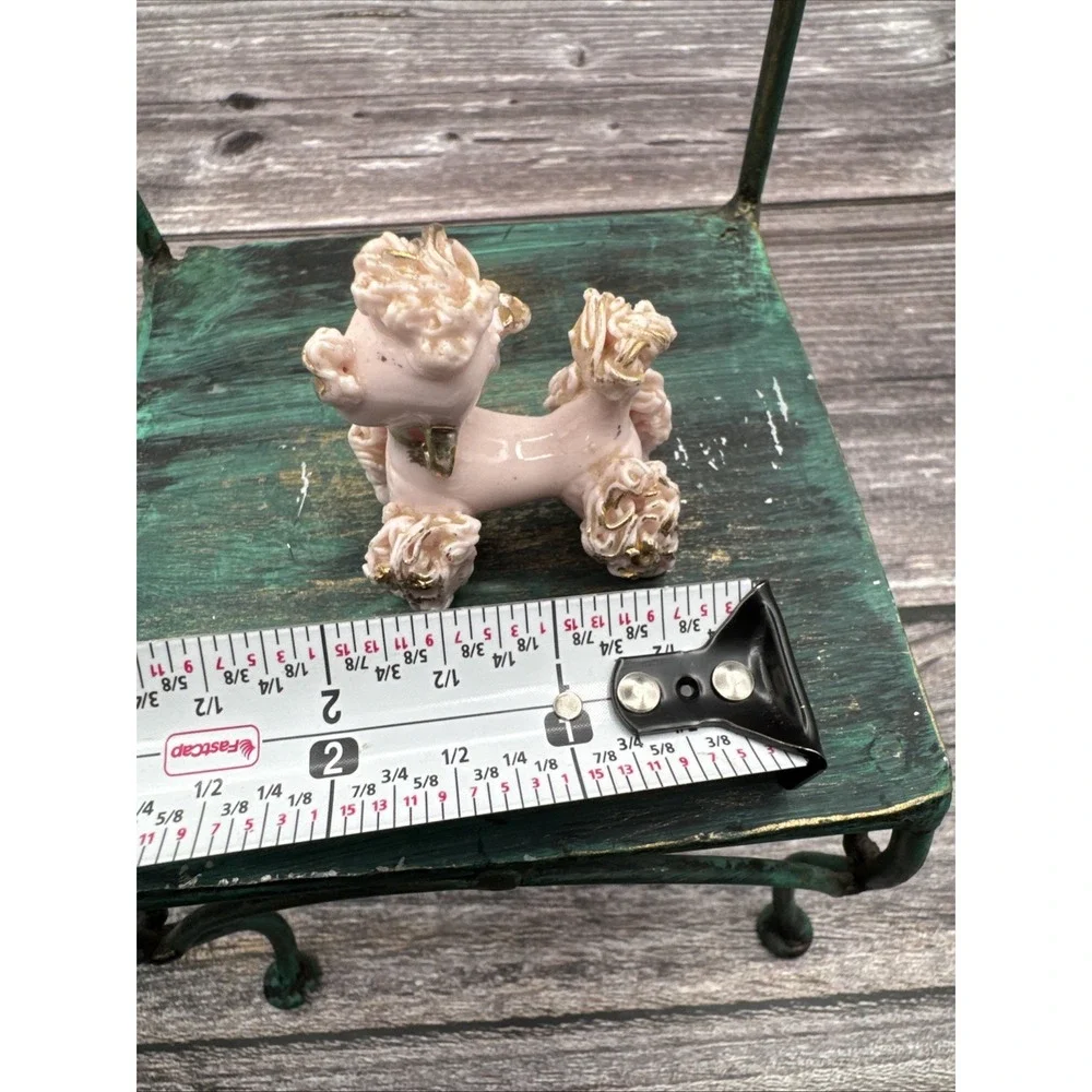 1950s/1960s Pink Porcelain Spaghetti Poodle Figurine w/ Gold Collar Vintage
